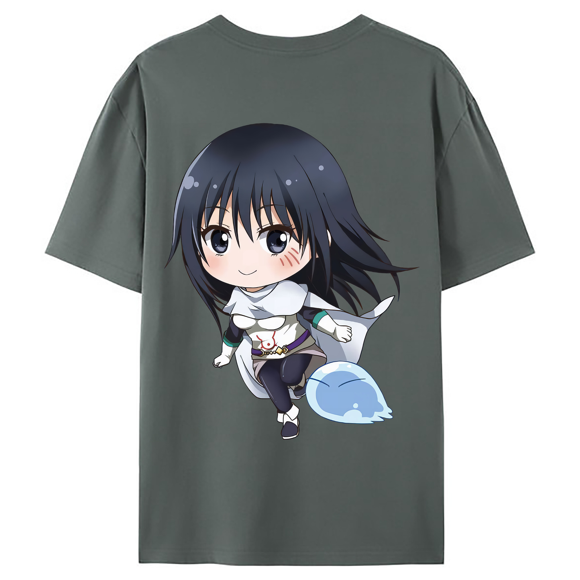 （画像用） 転スラ Regarding Reincarnated to Slime 綿100％ メンズ半袖Tシャツ（バックプリント） 通気性